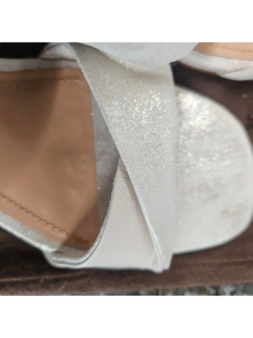 Johnston & Murphy Evelyn Twisted Slide Block Heel Sandals | Silver | Women’s 7 |